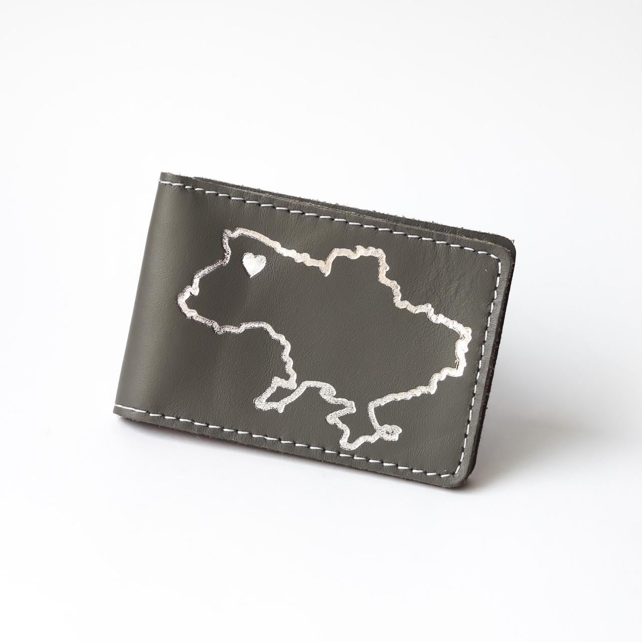 Обкладинка для ID-паспорта Карта України Сірий/Срібний (2137022418)