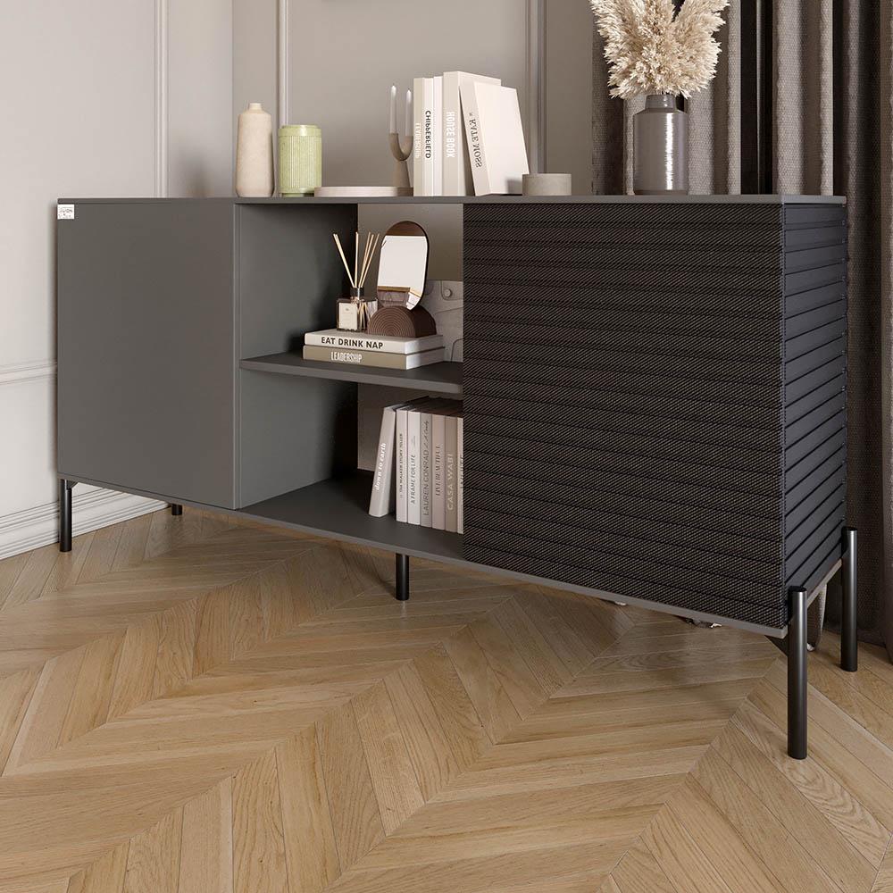 Комод відкритий Lion Грей на чорних металевих ніжках Антрацит/Асфальт (000-000-2110) Комод відкритий Lion Грей на чорних металевих ніжках Антрацит/Асфальт (000-000-2110)