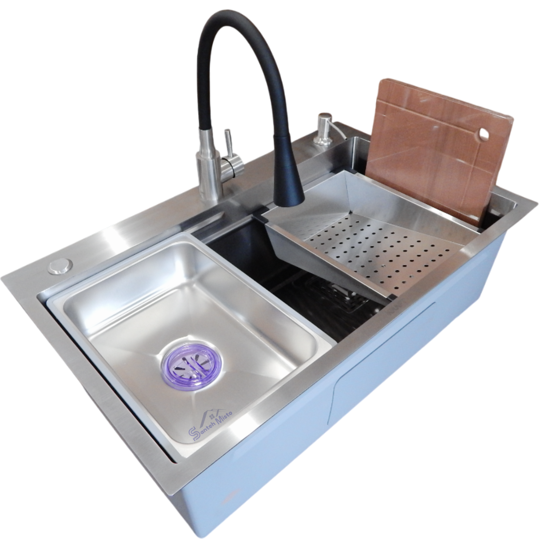 Комплект кухонной мойки Kraft HM 7546 Satin (37896-ec36d)