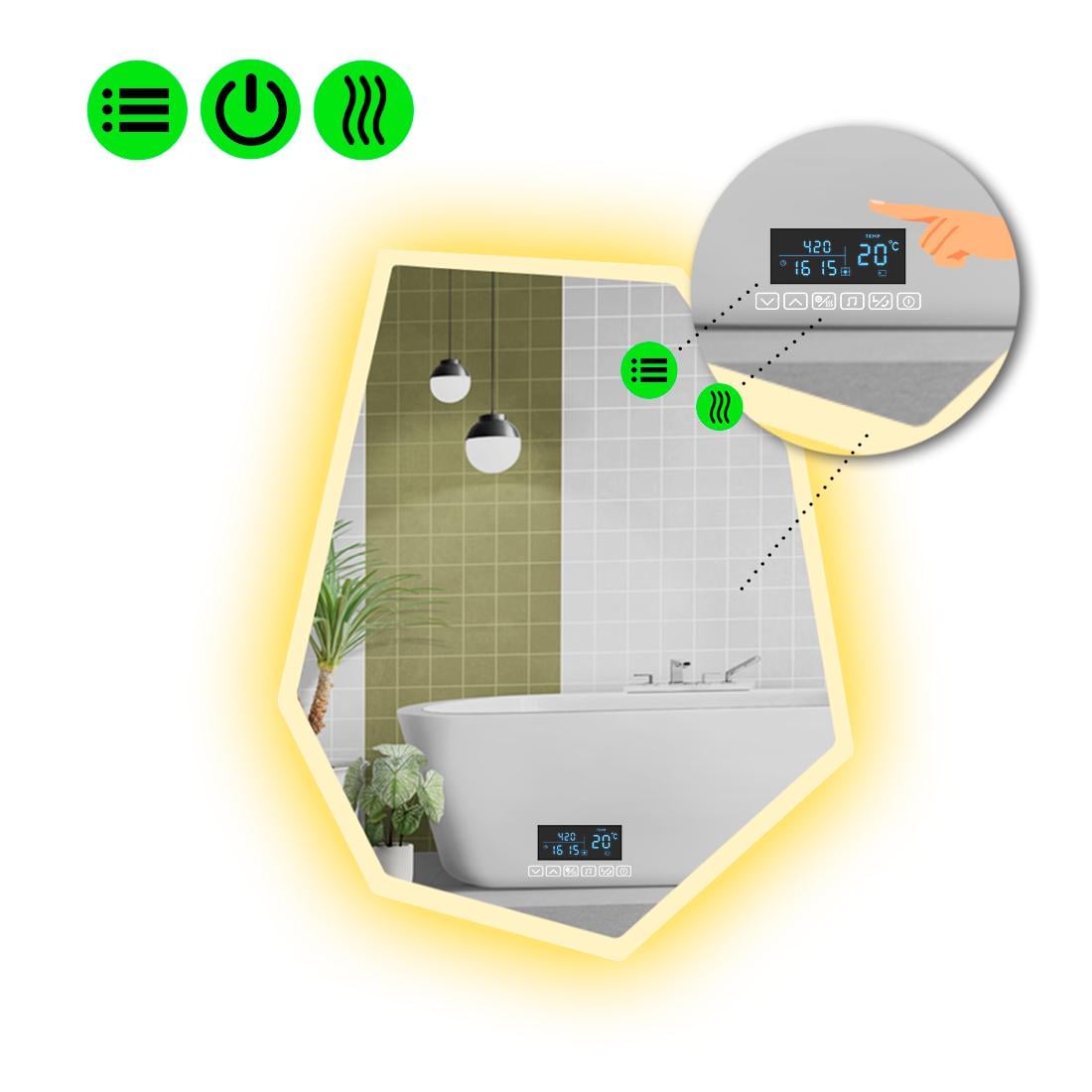 Зеркало с LED подсветкой Montagna 3 с Smart-блоком и подогревом 140x105 см (Montagna3-105)