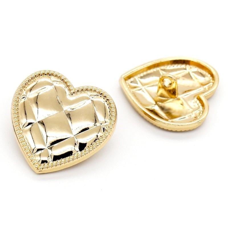 Пуговица Quilted heart LuxFabric на ножке металл 25х25 мм 1 шт. Золотистый (ПВ2525с49)
