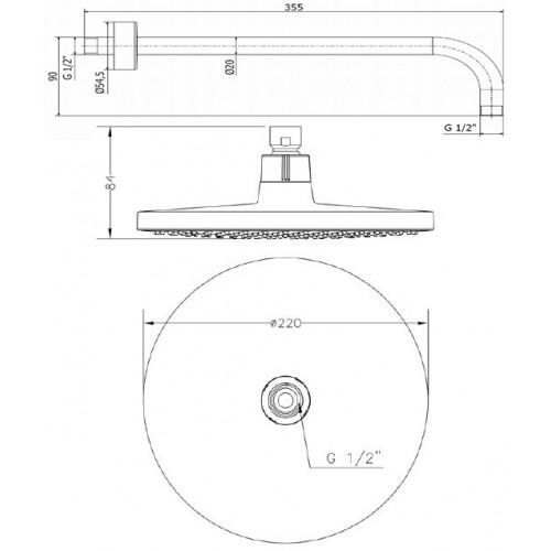 Верхний душ GENEBRE Tau 35 circle R6511218+B6511318 - фото 2