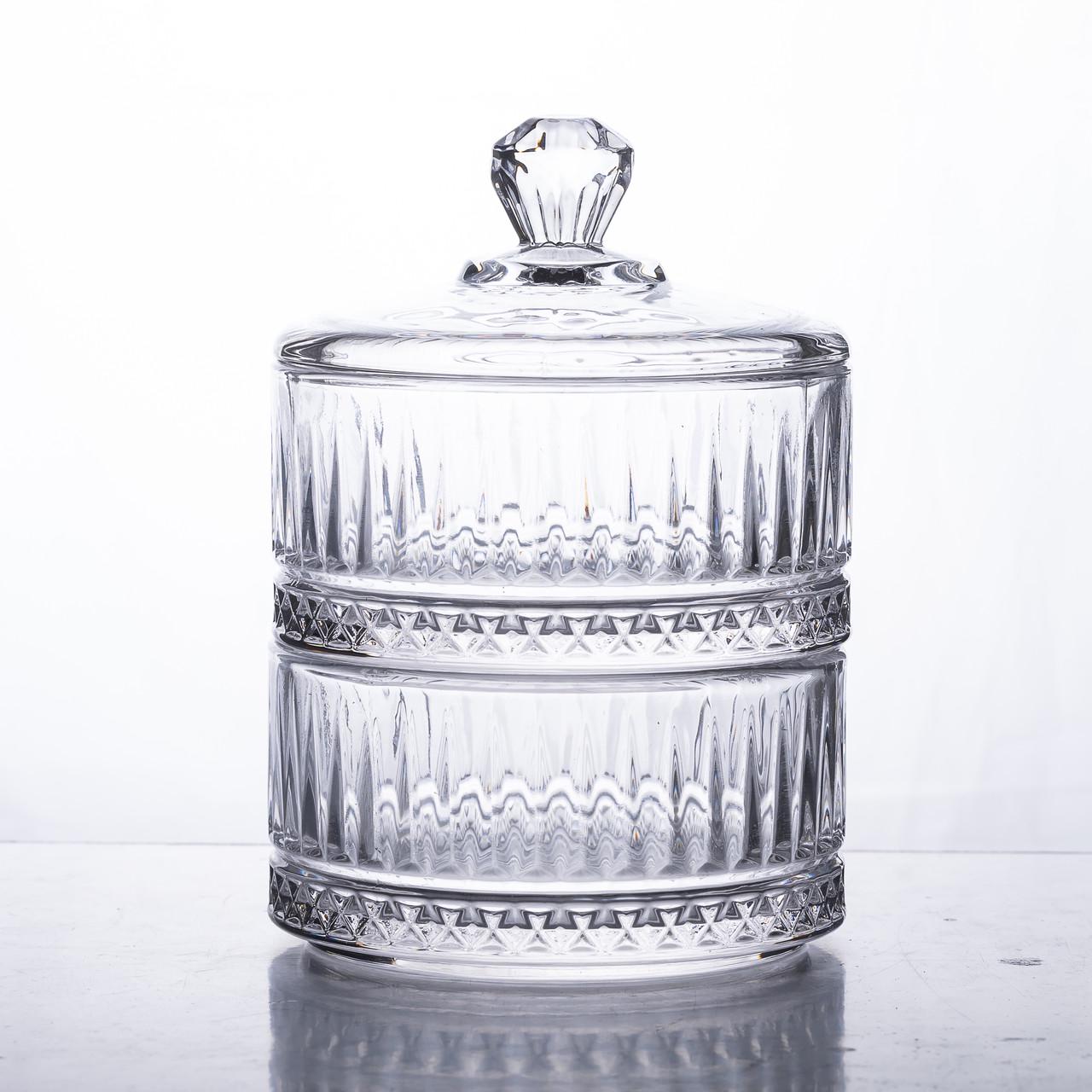 Конфетница стеклянная двухуровневая Ø 10 см круглая