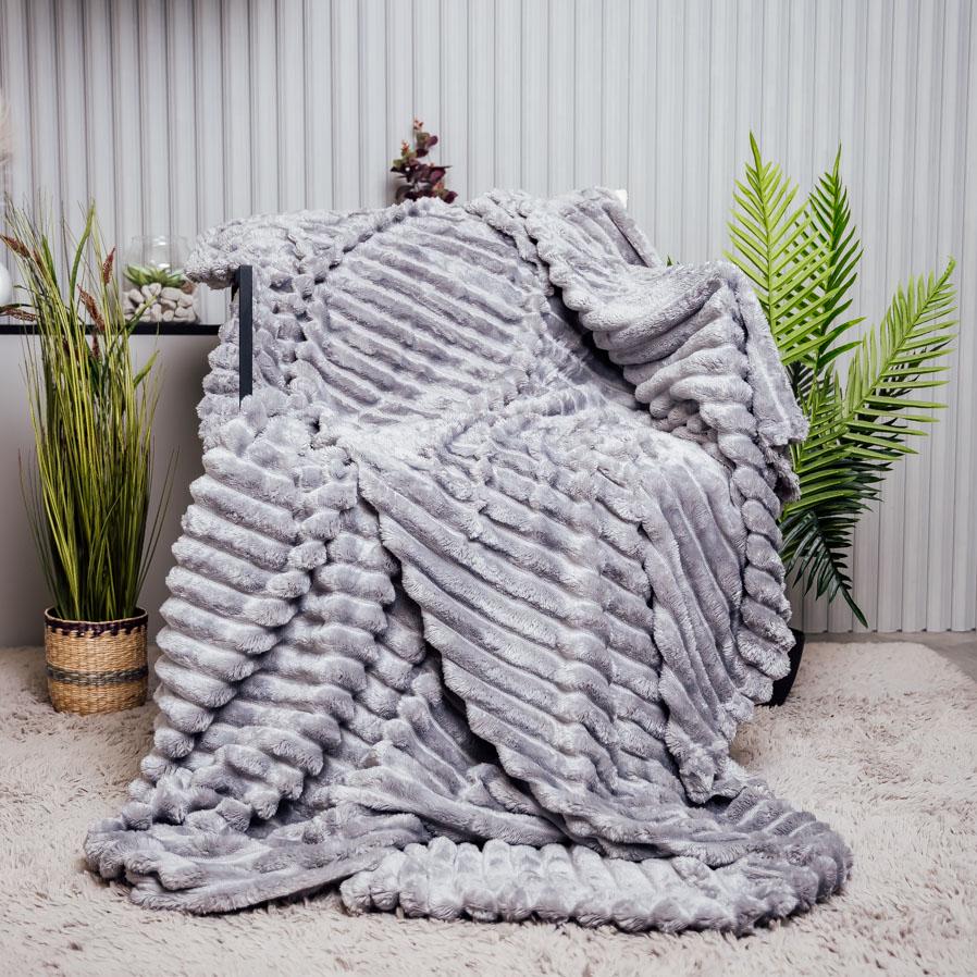 Плед Полоска евро Светло-серый (10512)