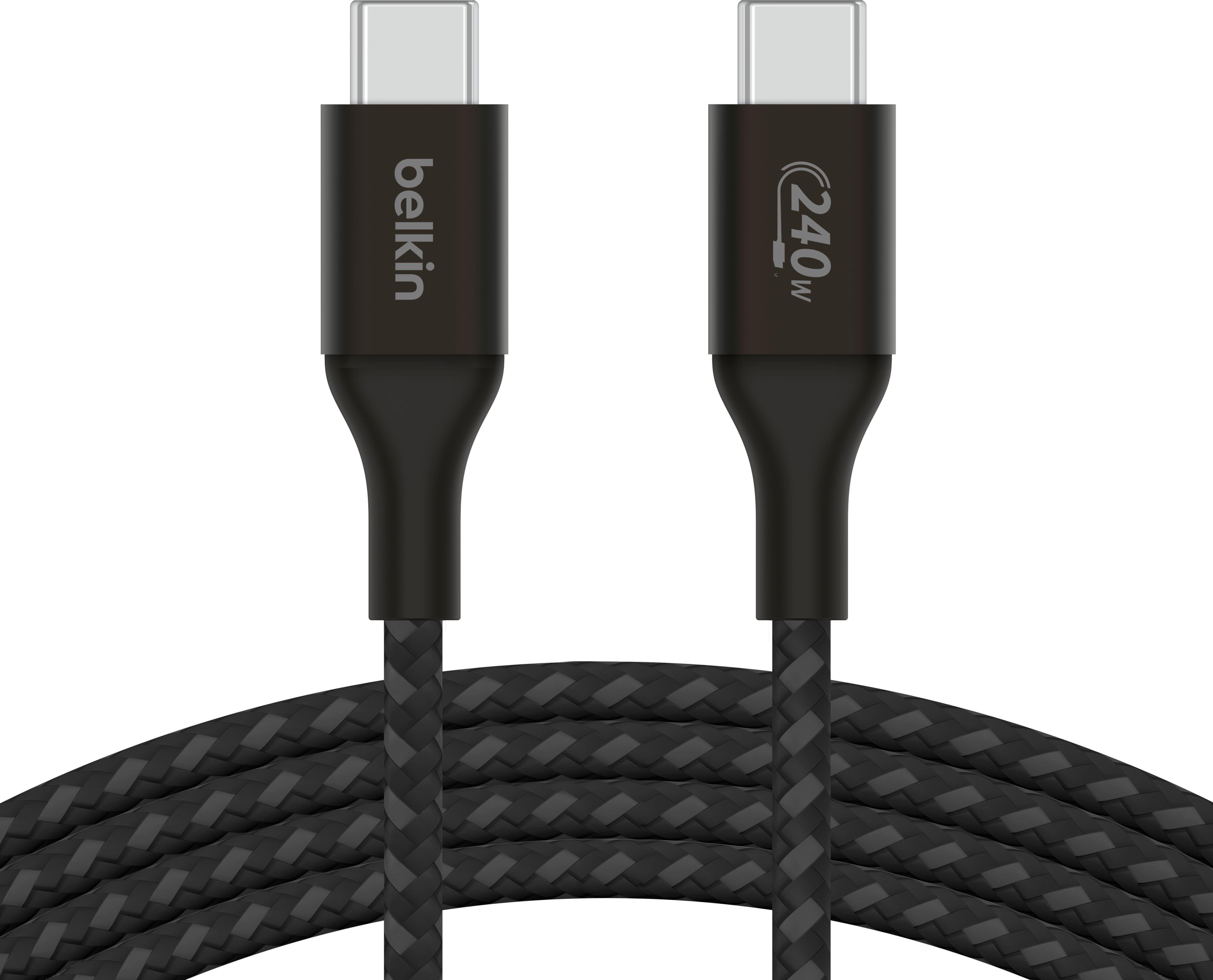 Кабель для зарядки Belkin USB-C - USB-C 240 Вт в тканевой оплетке 2 м Черный (CAB015BT2MBK)