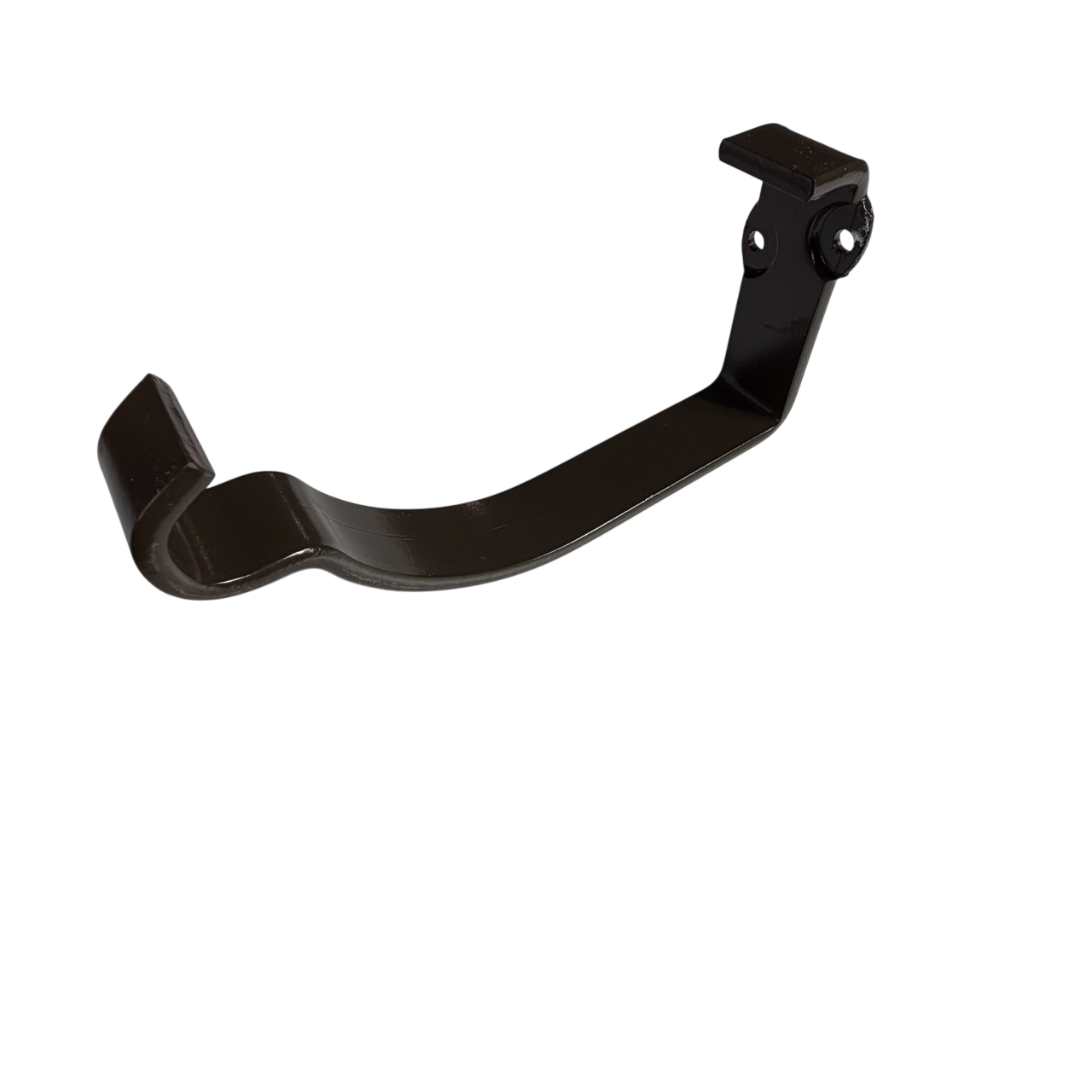 Гак-кронштейн тримач ринви торцевий водостічний посилений Alpine 125/90 мм 5 мм RAL 8019 Темно-коричневий (010070)