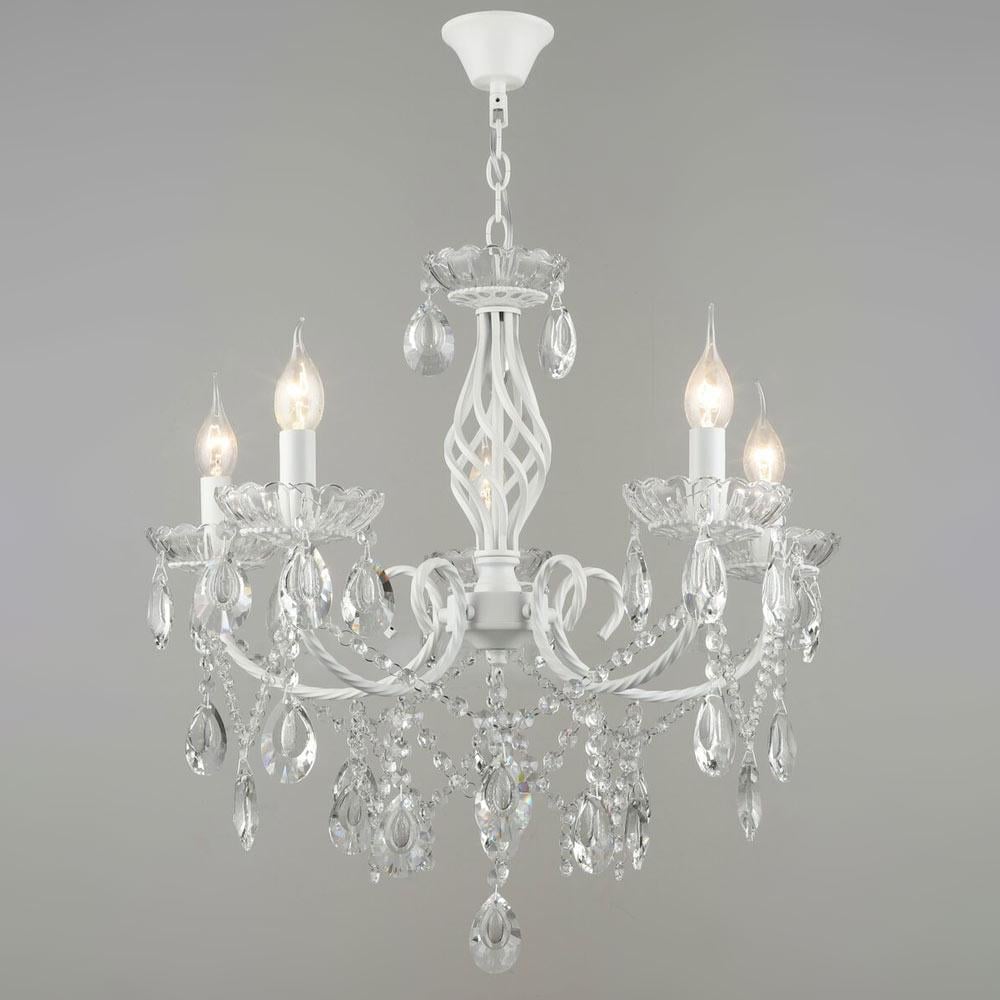 Люстра підвісна свічки Light House SRS-19709/5 WT класична кришталева Білий