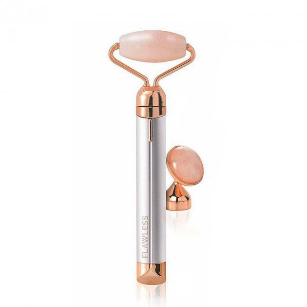 Масажер роликовий Flawless Facial Massager Roller для обличчя з 2 насадками Рожевий