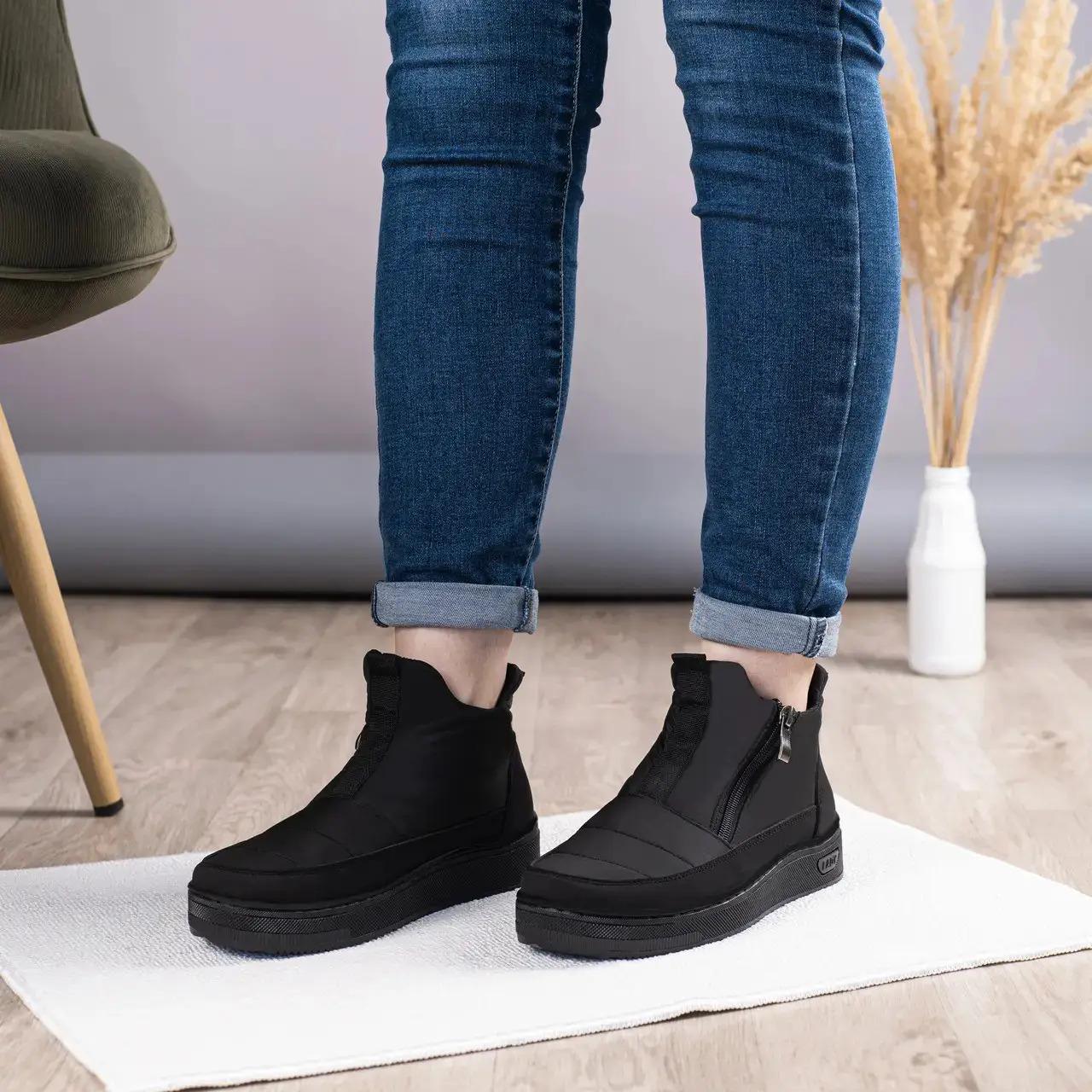 Дутики жіночі зимові Кредо короткі з хутром на двох блискавках р.38 Чорний (4220002) - фото 3 Дутики жіночі зимові Кредо короткі з хутром на двох блискавках р.38 Чорний (4220002) - фото 3