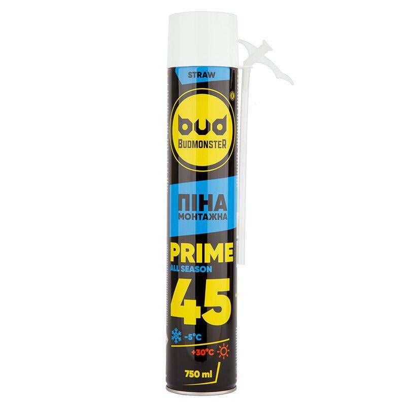 Пена монтажная Budmonster PRIME 45 всесезонная ручная 750 мл (90450)