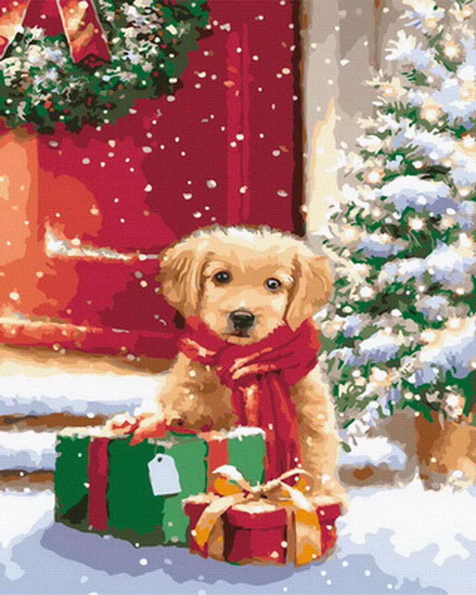 Картина по номерам PICua Лабрадор с новогодними подарками 40х50 (GX44829 )