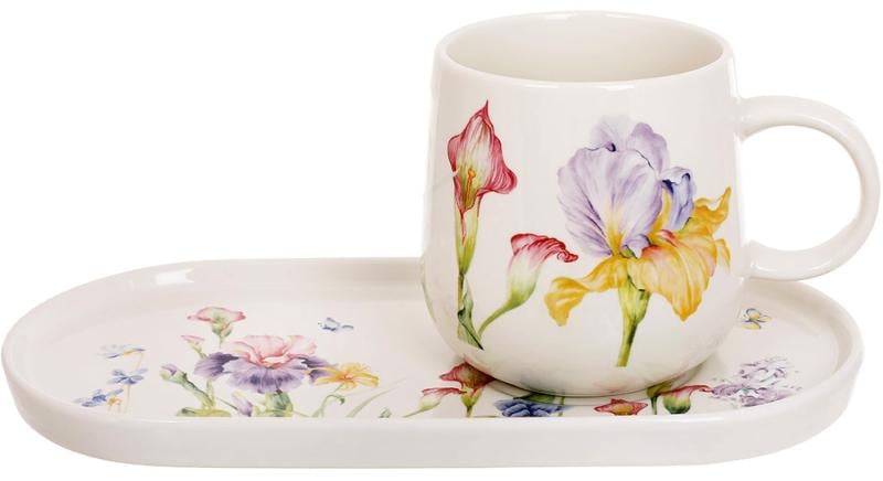 Набір для сніданку порцеляновий Iris 2 чашки з овальними тарілочками 400 мл 24х12 см