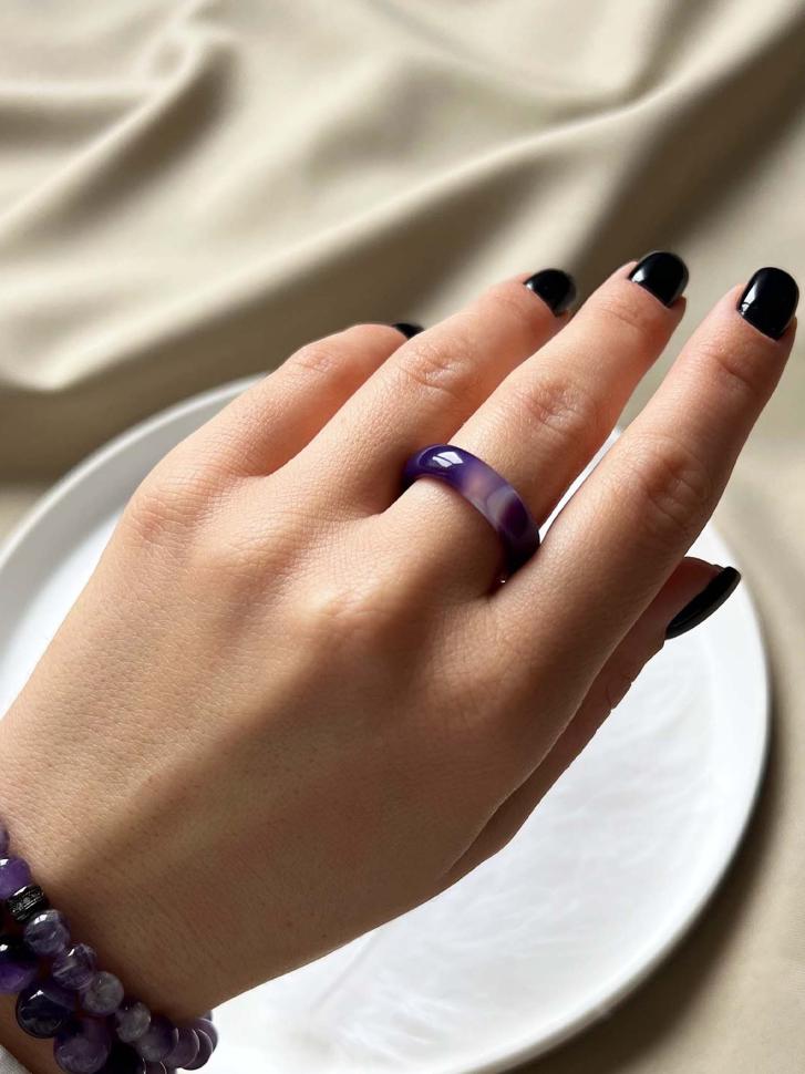 Кільце з агату р. 17 мм Фіолетовий (5228-17) - фото 2 Кільце з агату р. 17 мм Фіолетовий (5228-17) - фото 2
