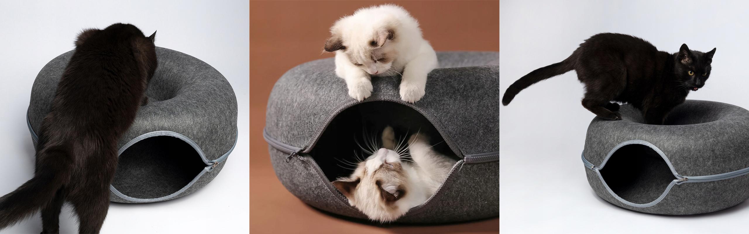 Лежанка-домик для кошек и маленьких собак 2в1 50x50x20 см Серый - фото 3 Лежанка-домик для кошек и маленьких собак 2в1 50x50x20 см Серый - фото 3