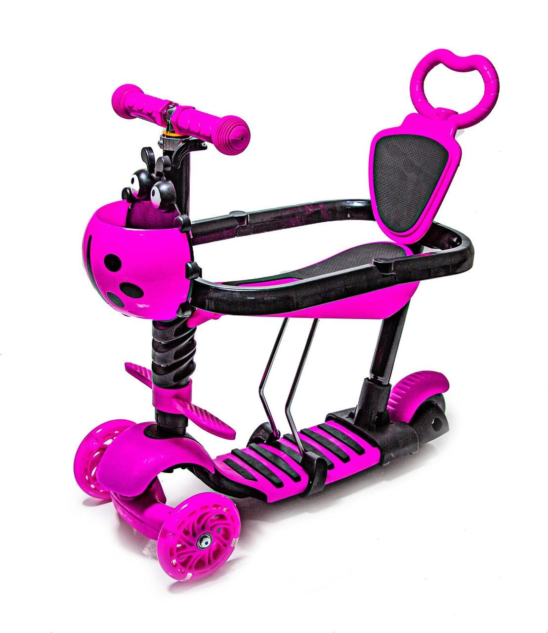 Самокат с защитным бортиком Scooter коровка 5в1 Розовый