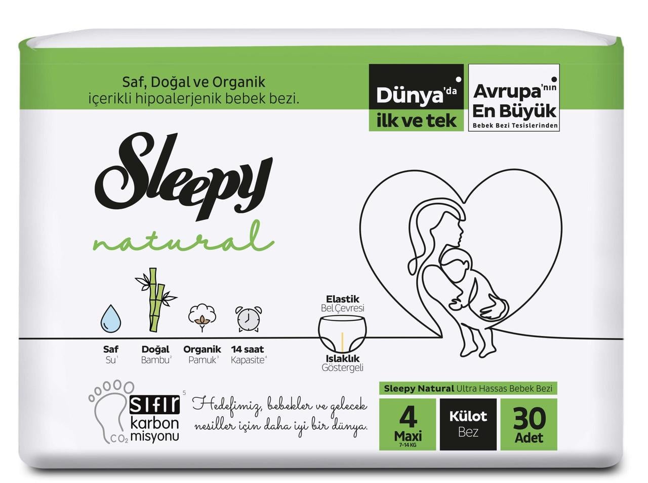 Подгузники-трусики детские Sleepy Natural maxi 4 гипоаллергенные 7-14 кг 30 шт. (000005901)