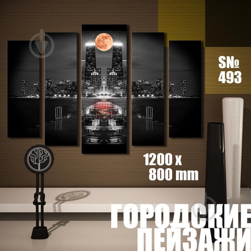 Модульная картина Декор Карпаты городские пейзажи: луна над городом 120х80см (s493)