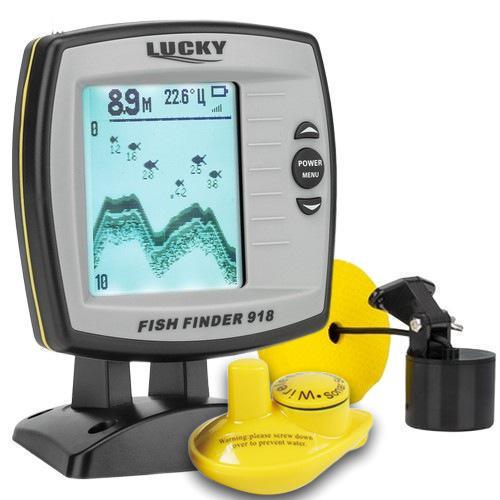 Ехолот для риболовлі Lucky FF918S-180W бездротовий / дротовий 2-х промінь огляд 90/20° локація 45/75м ч/б