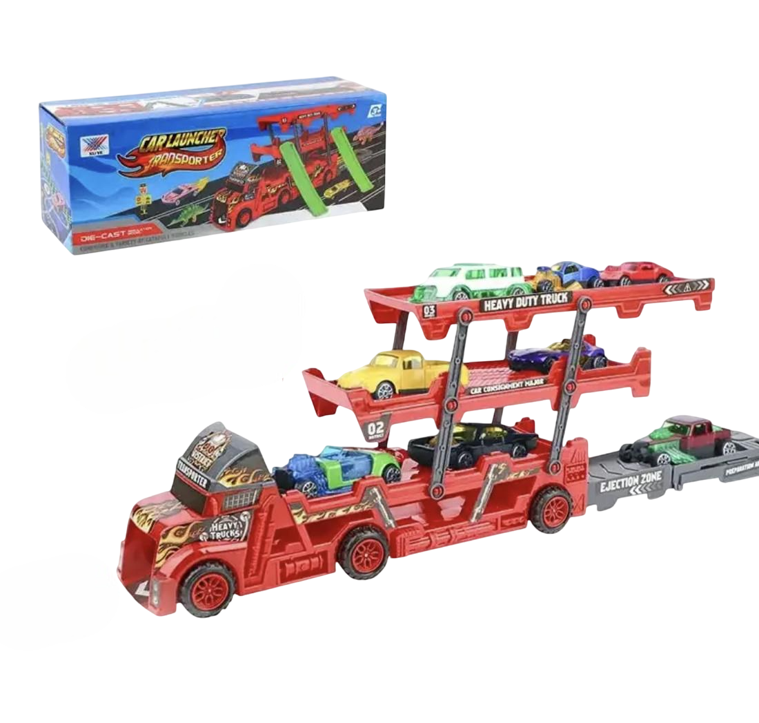 Набор для детей автовоз с 8 металлическими машинками Красный (2677473423)