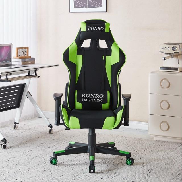 Крісло геймерське з тканини Bonro B-142 2 подушки Зелений (2853479425) Крісло геймерське з тканини Bonro B-142 2 подушки Зелений (2853479425)