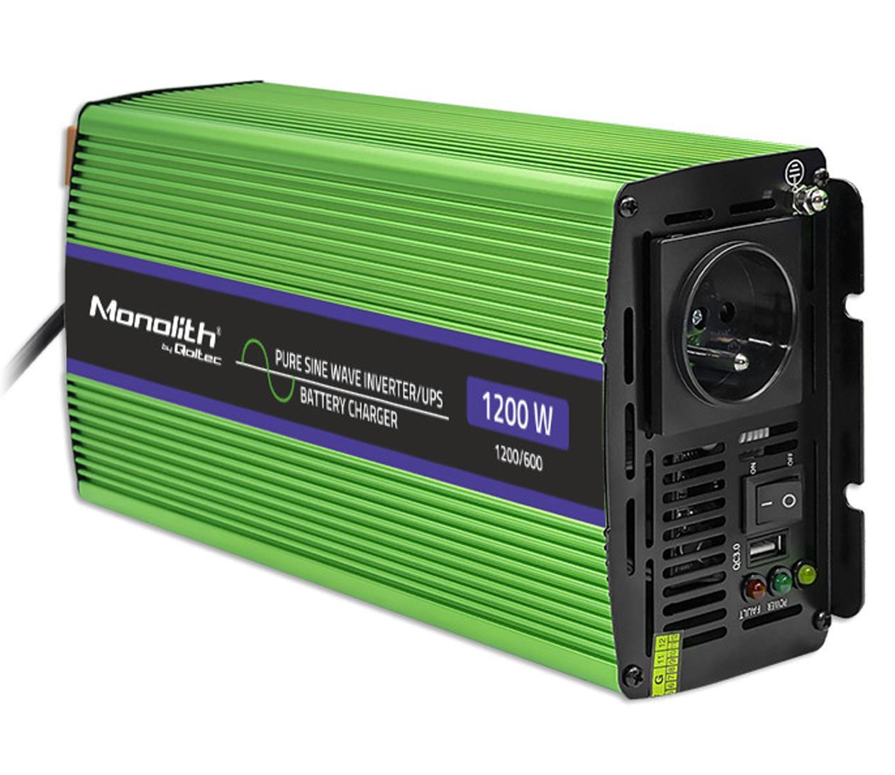 Автомобільний інвертор Qoltec UPS 12V 230V 600W/1200W (51941) - фото 1 Автомобільний інвертор Qoltec UPS 12V 230V 600W/1200W (51941) - фото 1