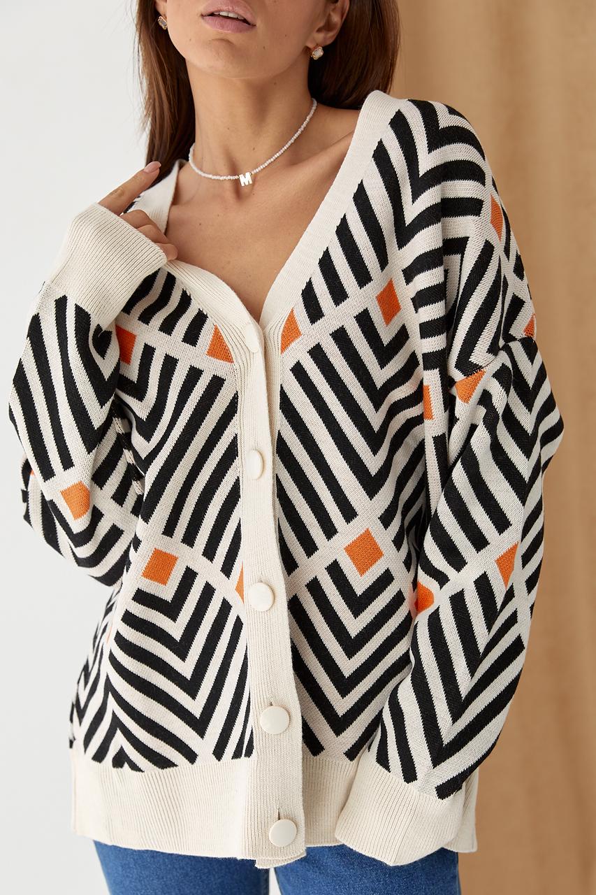 Кардиган женский оверсайз M Оранжевый (9528285) - фото 4 Кардиган женский оверсайз M Оранжевый (9528285) - фото 4