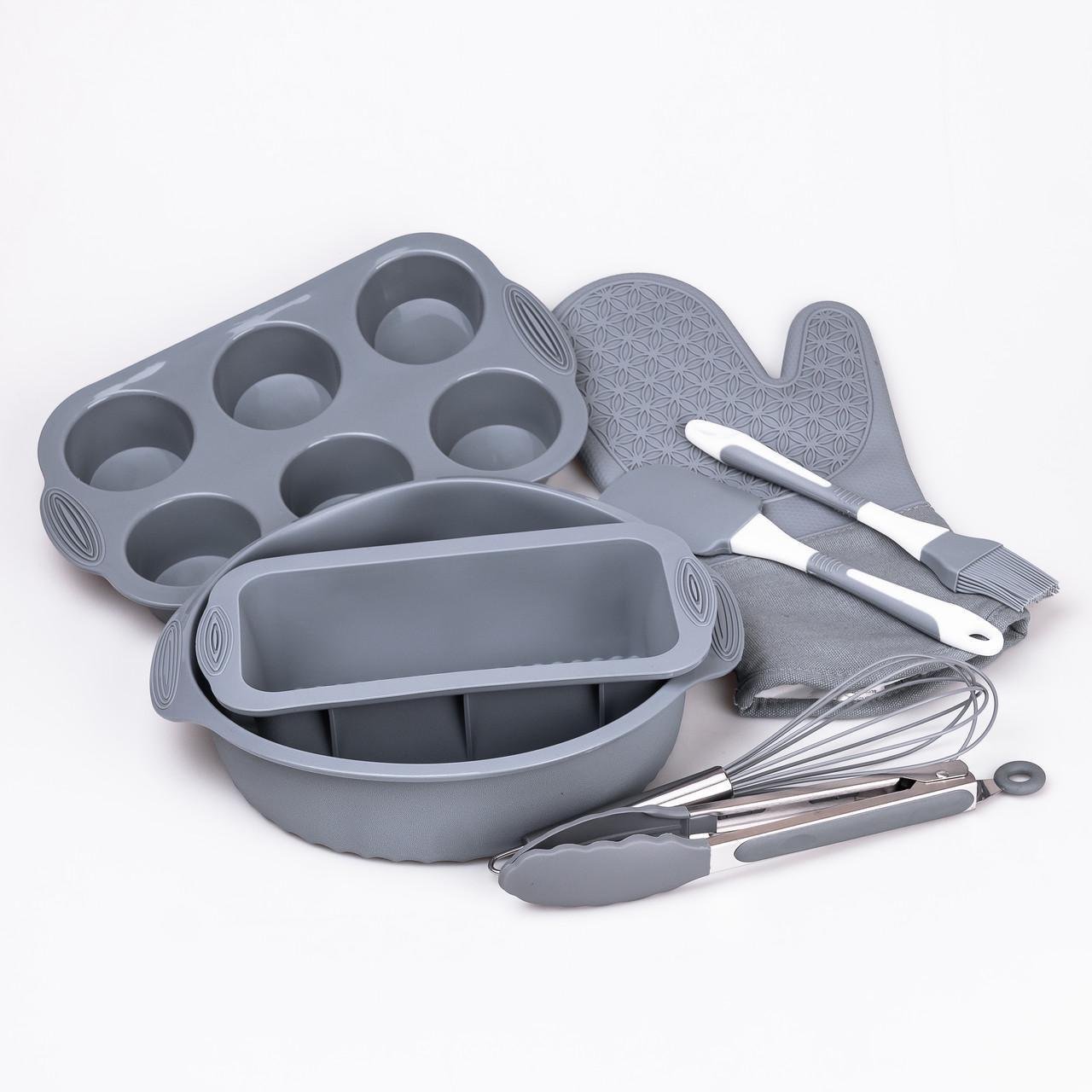 Кондитерский набор для выпечки с антипригарным покрытием силиконовые формы и аксессуары 8 пр. Серый (2183953906)