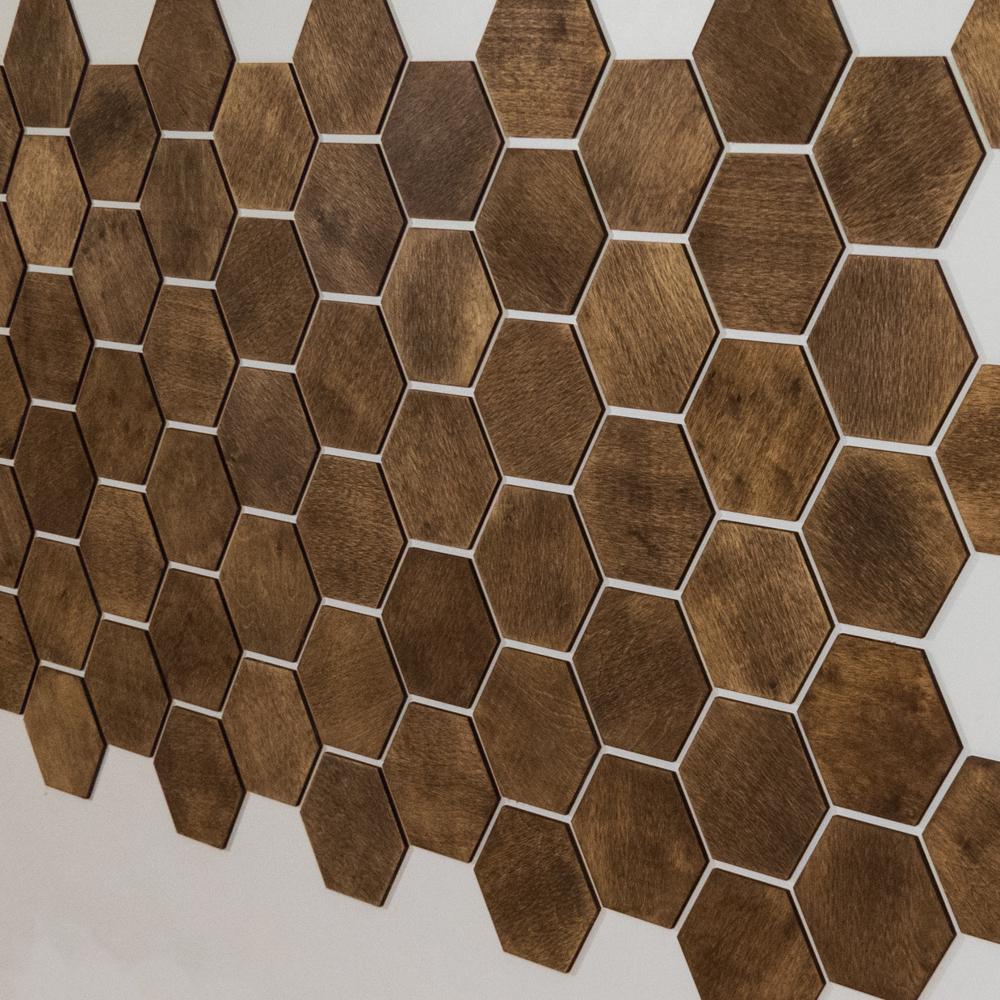 Панель деревянная на стену Соты 1 кв. м 36 шт. Береза темная (111726) - фото 6