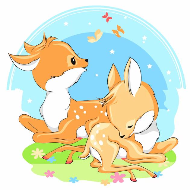 Набор для росписи по номерам Strateg семейство оленей 30х30 см (ES-0859)