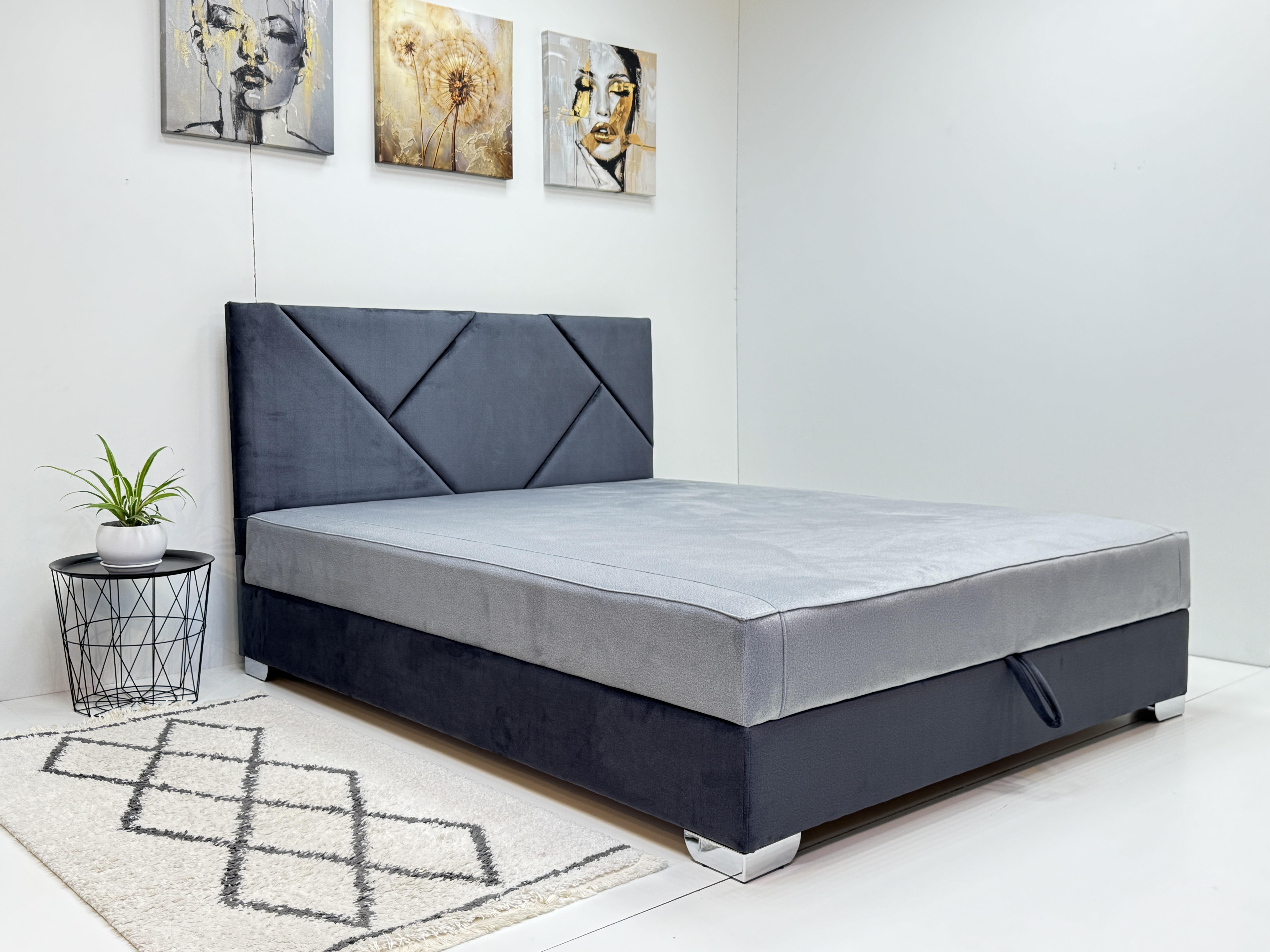 Кровать с матрасом Танго 205х160 см Темно-серый/Светло-серый