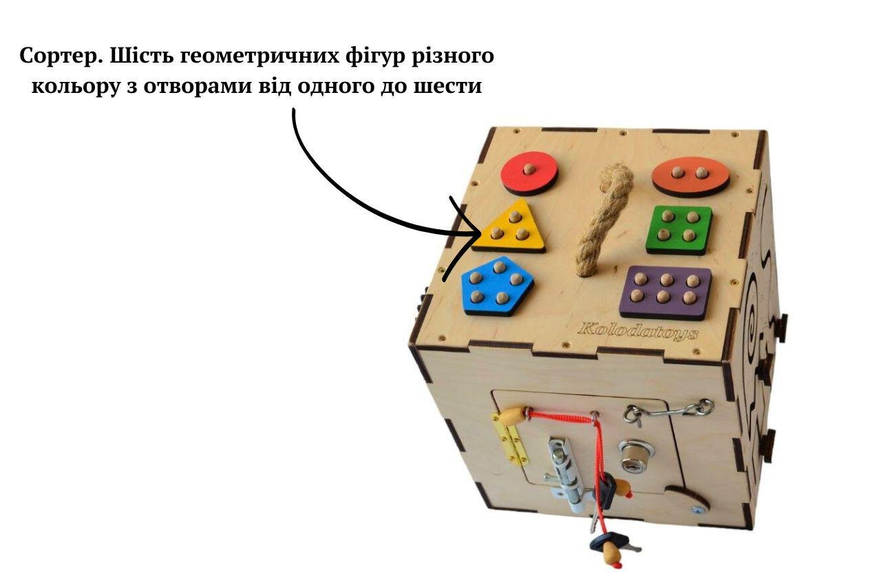 Бизикуб детский KolodaToys Smart 20х20х20 см Разноцветный (2022) - фото 6