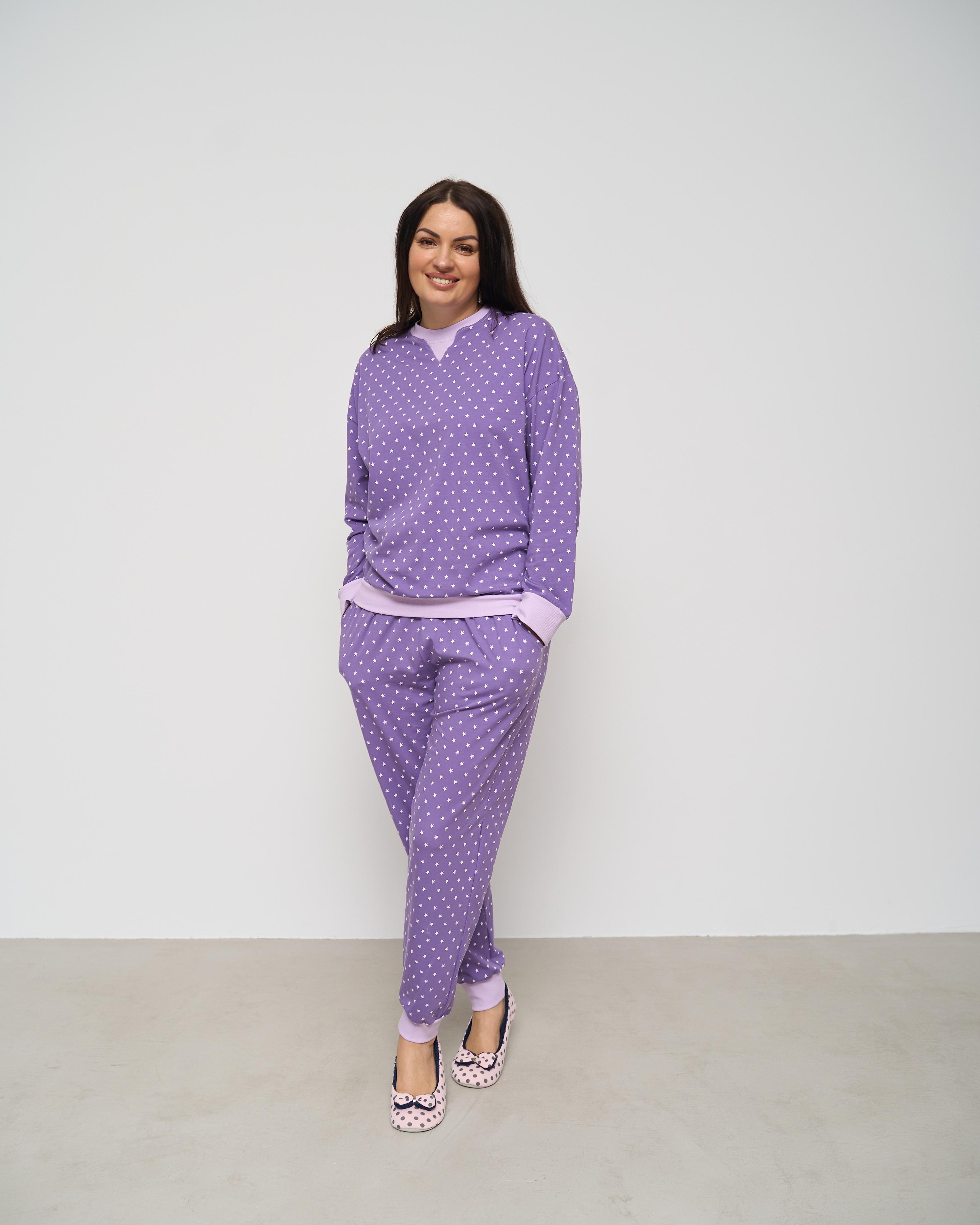 Пижама батальная со штанами Звездочки 2XL Фиолетовый (20054)