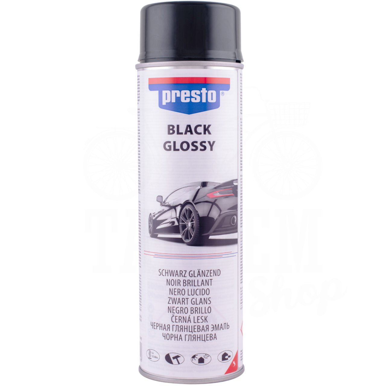Аерозольна фарба емаль акрилова універсальна Presto 500 мл Чорний глянець