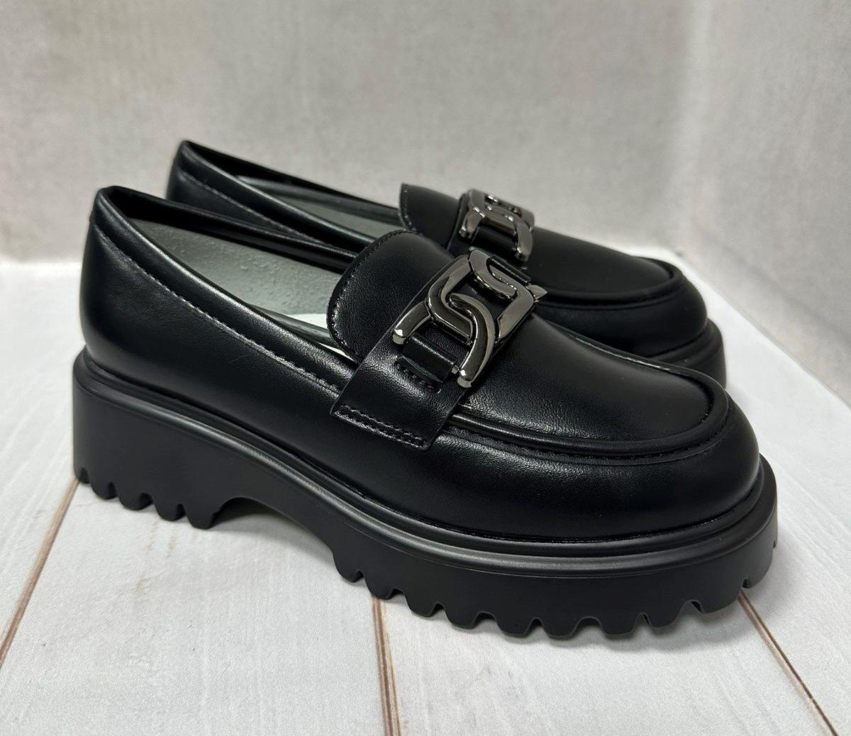 Туфли лоферы детские на платформе Paliament для девочки р. 35 Черный (11641137) - фото 4