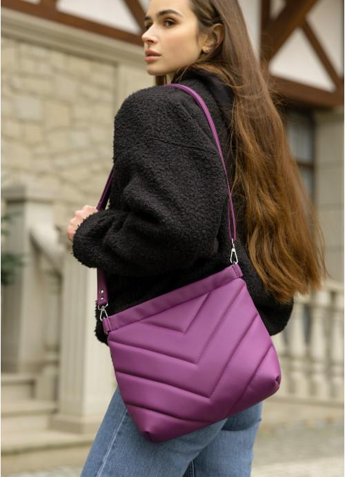 Женская сумка кросс-боди Sambag с декоративной прострочкой Фиолетовый (988027525)