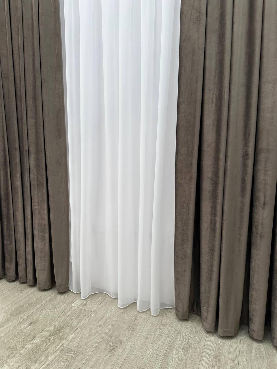 Штора бархатная на тесьме 6 см 250x270 см Серо-коричневый (6319-N79-Т43) - фото 7 Штора бархатная на тесьме 6 см 250x270 см Серо-коричневый (6319-N79-Т43) - фото 7