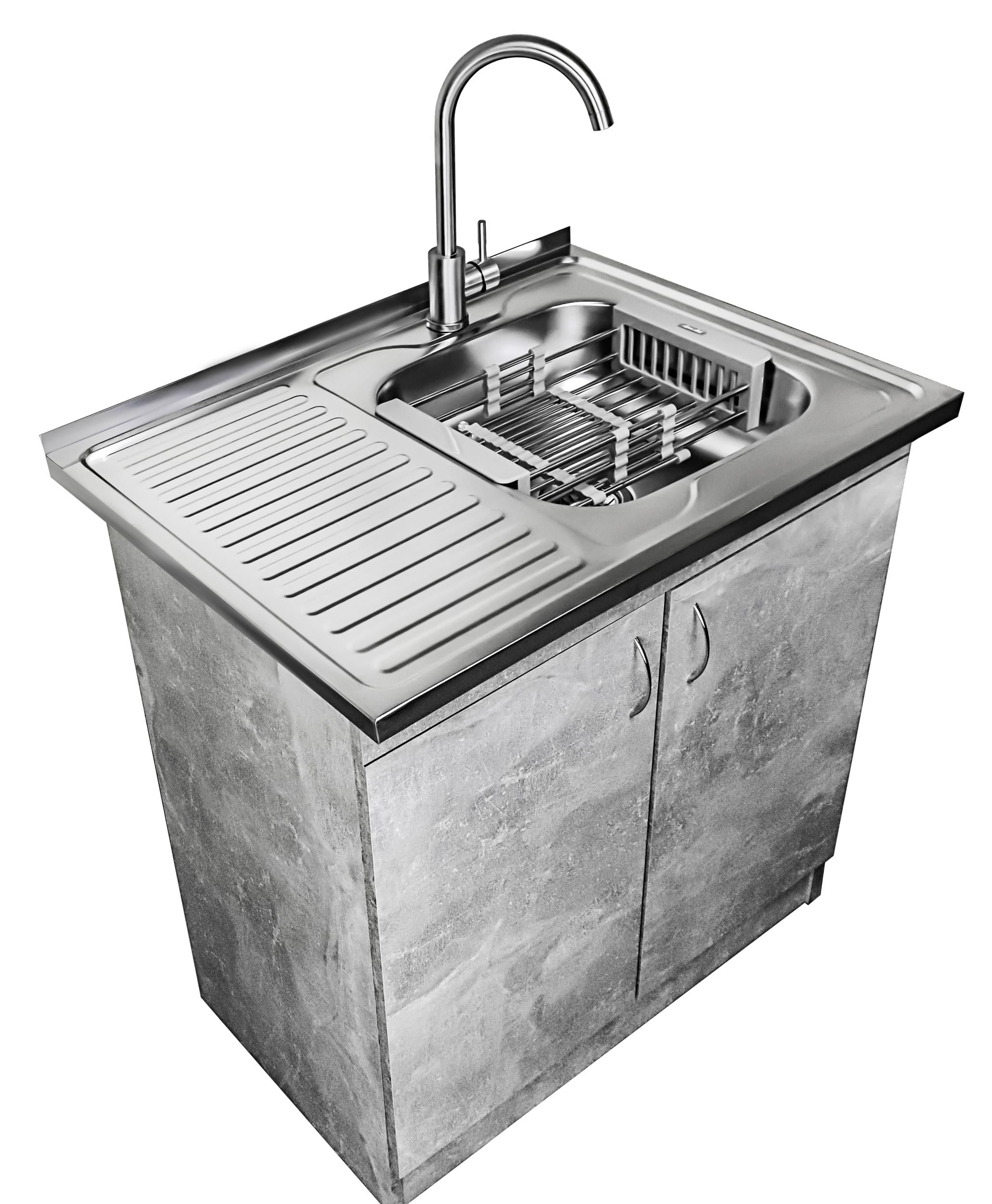 Мийка з тумбою AQUAMILL VAVILON 80 люкс індастріал права/ліва та змішувач