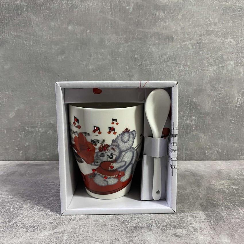 Чашка S&T 2064-6 с ложкой со стразами 300 мл