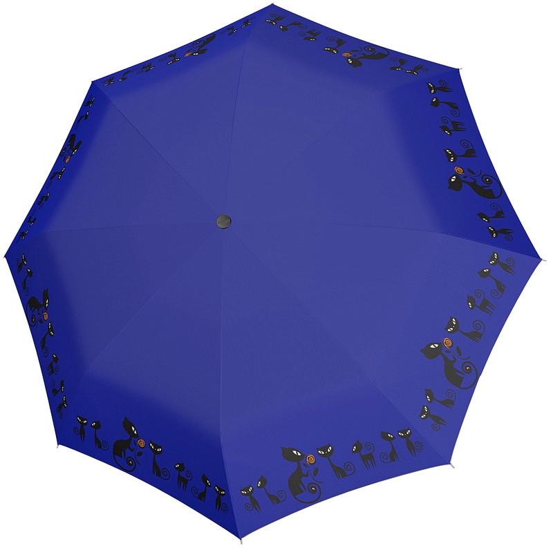 Зонт женский складной Doppler c котиками автомат D 98 мм Blue (7441465 C1)