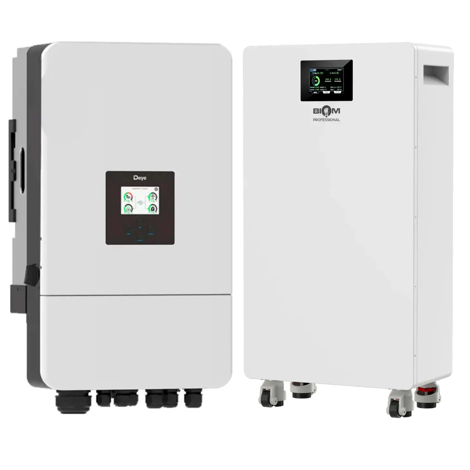 Комплект автономного енергопостачання Deye SUN-12K-SG05LP3-EU 12 кВт та Biom Professional BALFP-512314-V2 16 кВт·год White