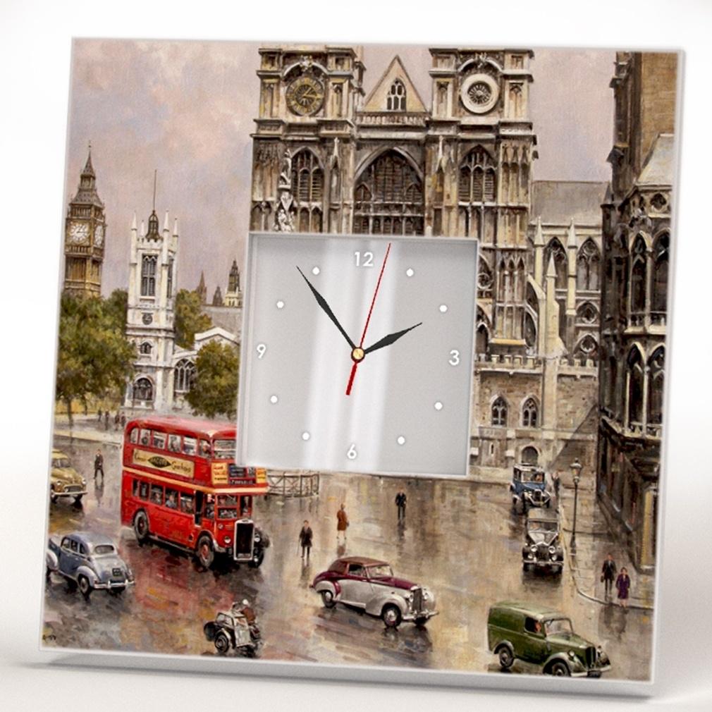 Годинник-картина дизайнерський з вінтажним декором Старий Лондон 260x260 мм (C00547)