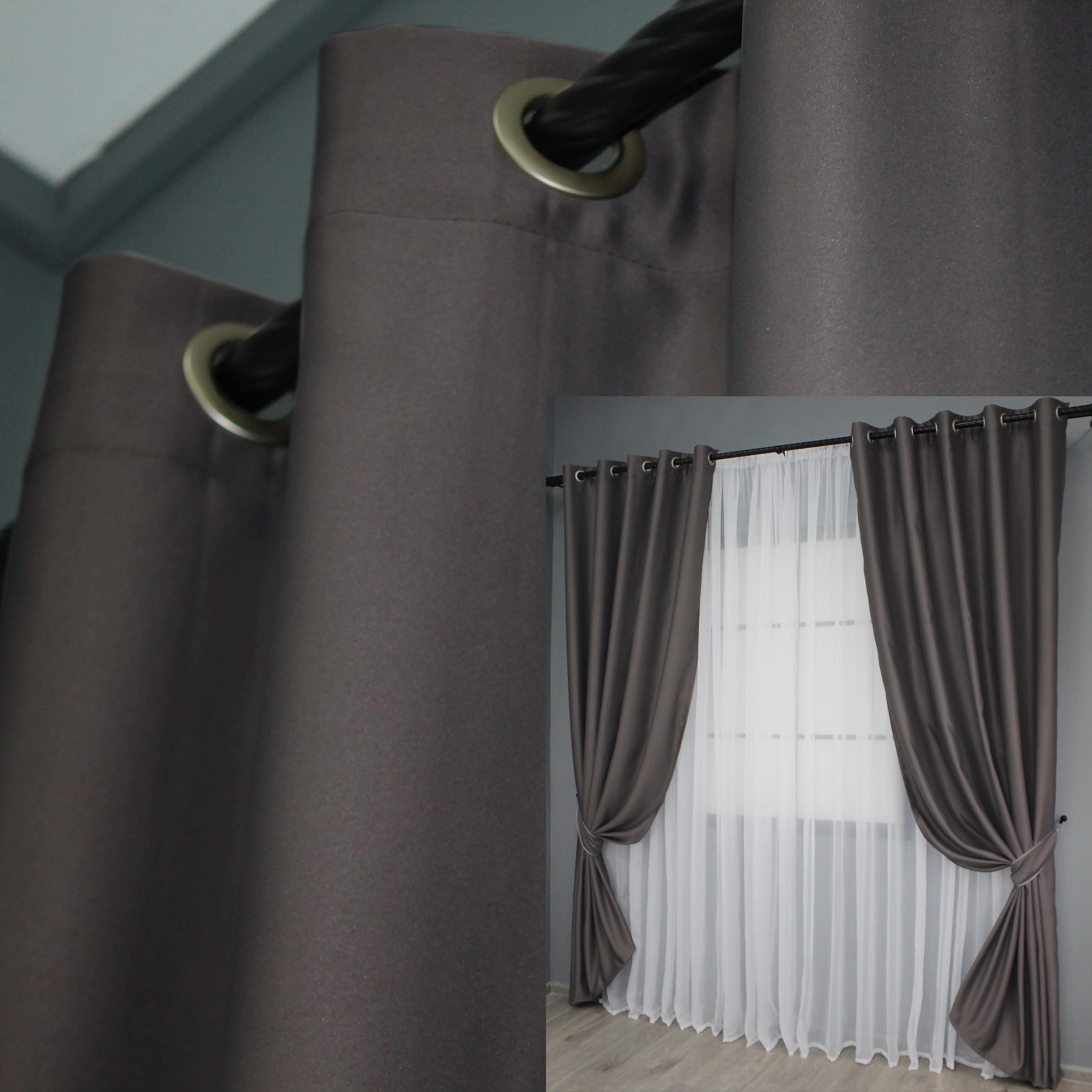 Комплект штор на люверсах VR-Textil Fusion Dimout № 833ш 150х250 см 2 шт. Темное какао (37-0031) - фото 7 Комплект штор на люверсах VR-Textil Fusion Dimout № 833ш 150х250 см 2 шт. Темное какао (37-0031) - фото 7