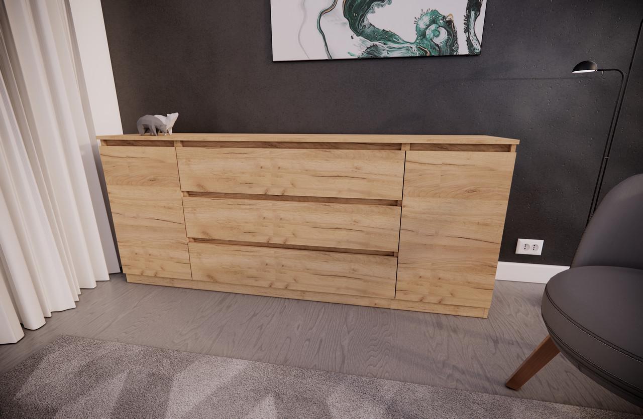 Комод MEBEX на 3 шухляди з боковими відкритими секціями 180х40х77 см Дуб Крафт (VERTO3B1800DC) - фото 1 Комод MEBEX на 3 шухляди з боковими відкритими секціями 180х40х77 см Дуб Крафт (VERTO3B1800DC) - фото 1