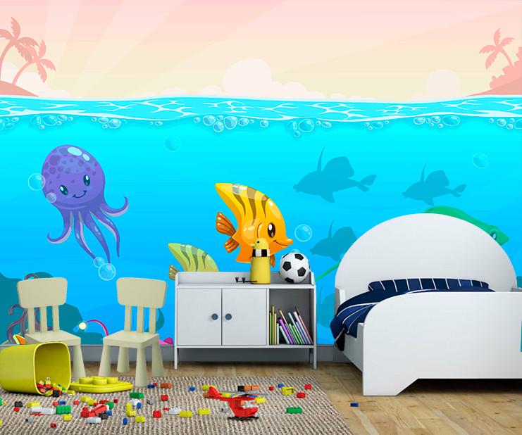 Фотообои 3D для детской комнаты Жизнь под водой