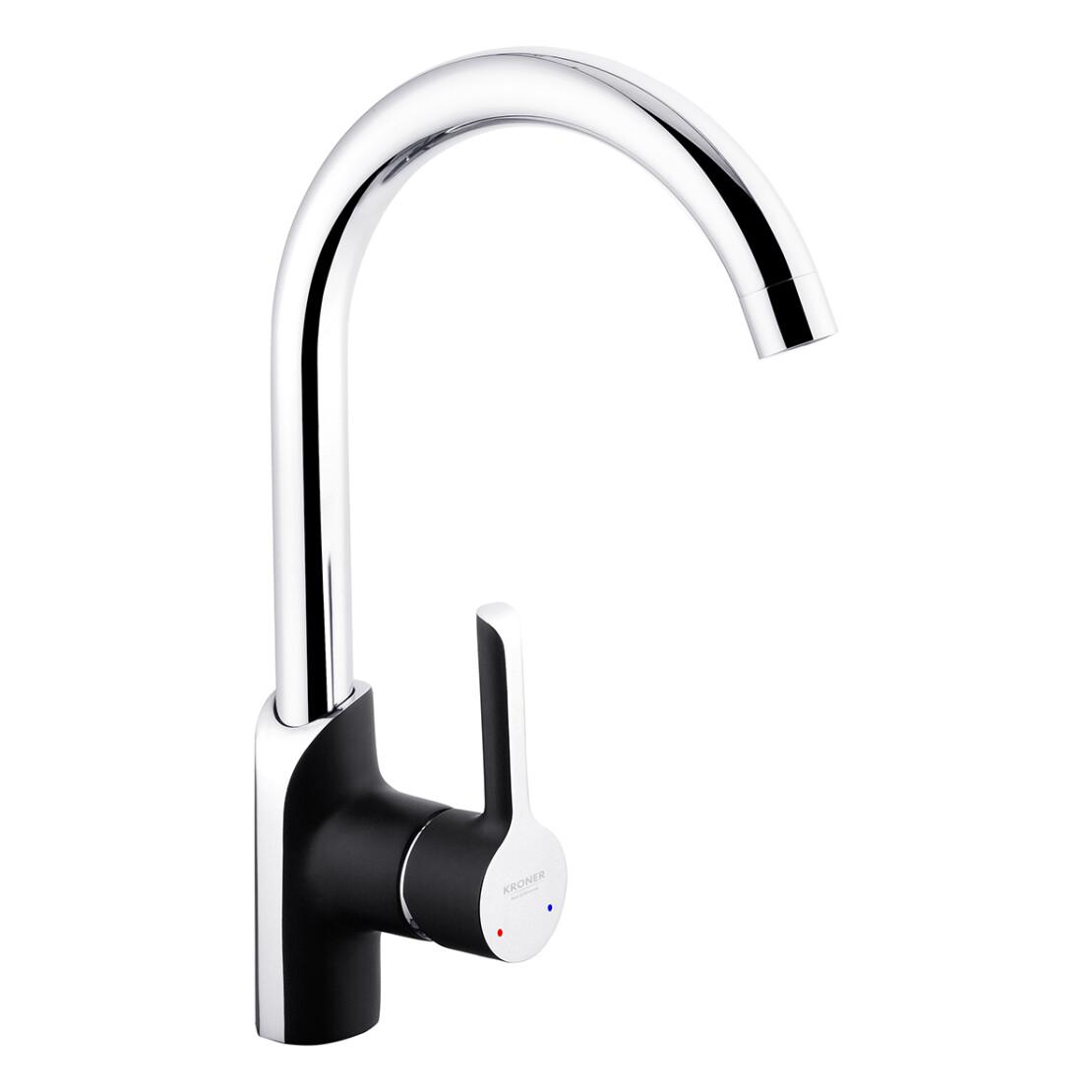 Змішувач для кухні Kroner KRP Essen - SCH030 латунний Хром/Чорний