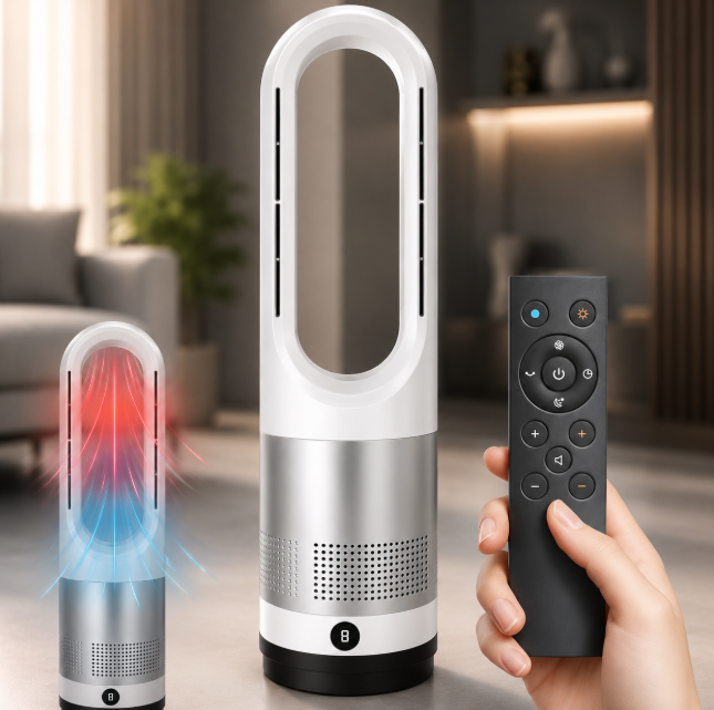 Вентилятор Germatic AM-018JR LED 1200W 2в1 холод і тепло Білий (M17380к1) - фото 3