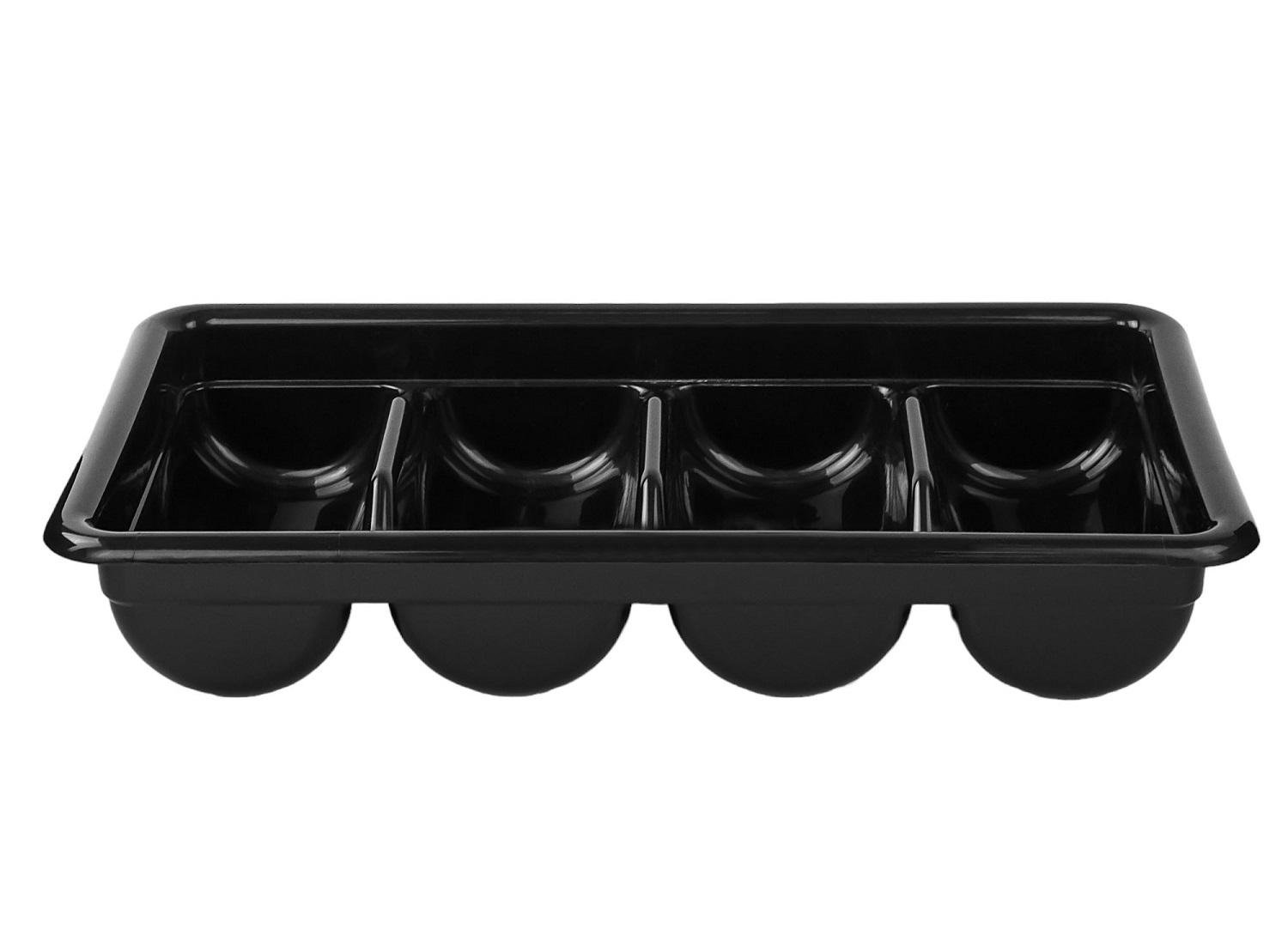 Лоток для столовых приборов на 4 отделения из полипропилена 52х29х10 см Черный Лоток для столовых приборов на 4 отделения из полипропилена 52х29х10 см Черный