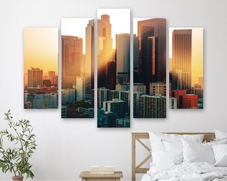 Модульная картина на холсте из пяти частей KIL Art Лос-Анджелес в лучах солнца 187x119 см (M51_XL_364)