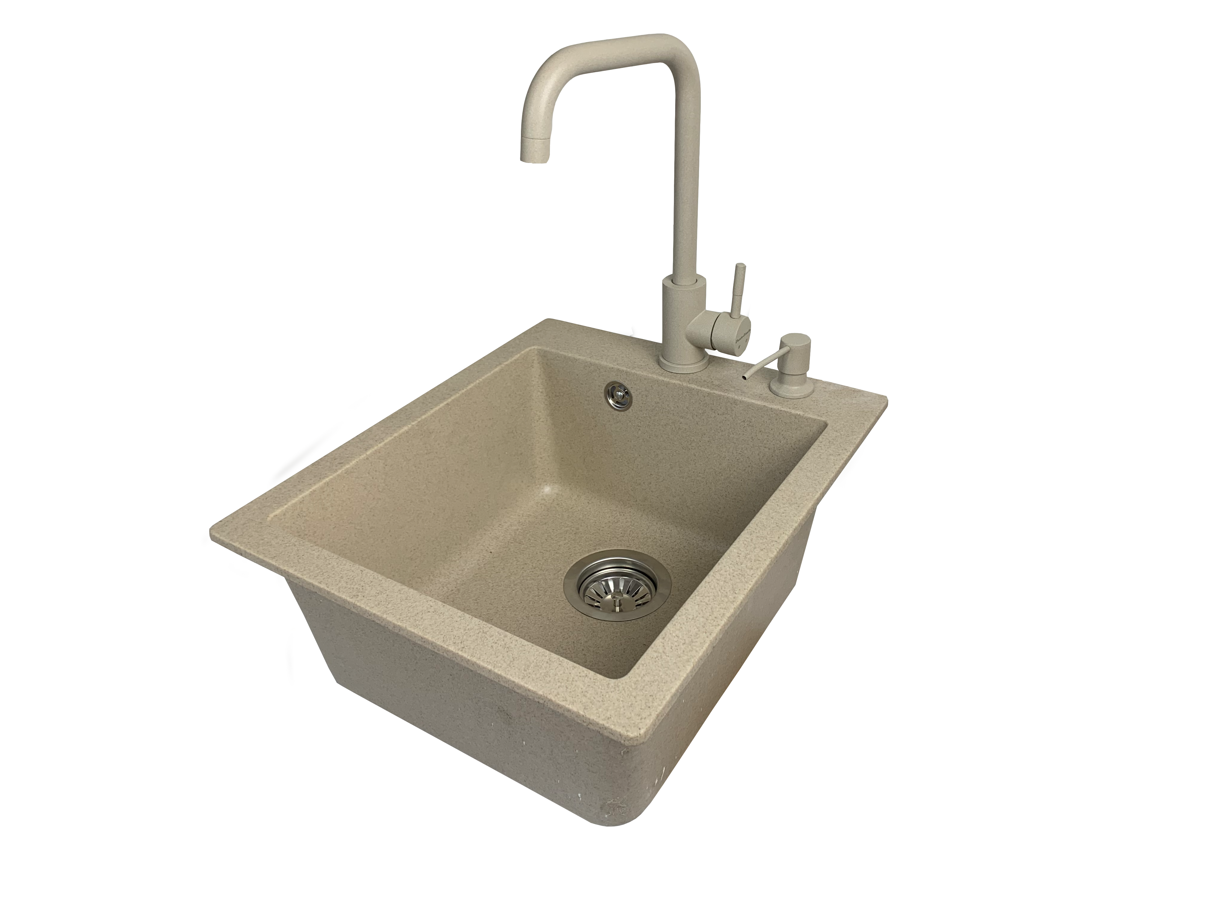 Мойка кухонная VECTOR Front 42x50 см дозатор/сифон/смеситель Бежевый (39b9c7d9)