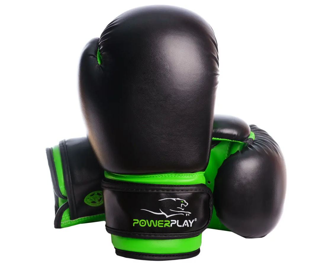 Боксерські рукавиці PowerPlay 6 унцій Чорно-зелений (3004 JR)